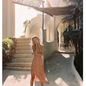 Faithfull the Brand Katergo Pink Coral Midi Dress